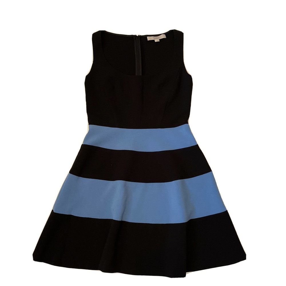 LOFT Size 00 Dress Polyester Rayon Spandex. Black Blue